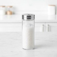 Karokstore Paslanmaz Metal Kapaklı Cam Baharatlık – 3 Farklı Dökme Ayarlı Döner Başlıklı Tuzluk, Pul Biberlik ve Kekiklik (14 cm - 1 Adet)