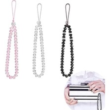 Karokstore Cep Telefonu Kordonu, 3 Parça Pırıltılı Kristal Boncuklu Bilek Kordonu, Kadınlar Için Bileklik Şıklığında, Telefon, Kamera, Çanta ve Anahtarlık Için Pırıltılı Kordon