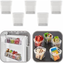 Karokstore Buzdolabı Kapak Içi Raf Organizeri, Banyo Kozmetik Düzenleyici Kap Çok Amaçlı Mini Kutu Seti (5, Şeffaf)