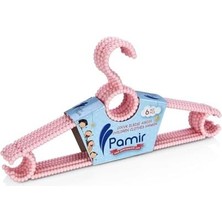 Karokstore Elbise Askısı, Boncuklu Çocuk Elbise Askısı, Çocuklar ve Bebekler Için (6 Adet) (Pembe)