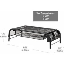 Karokstore Reader Network Monitör Standı, 3, 1 Kağıt Tepsi ve 2 Yan Depolama Bölmesi, Masaüstü Düzenleyici, Metal Örgü, 2'li Set, Siyah 2'li Paket