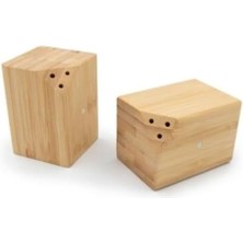 Karokstore 2'li Bambu Tuzluk ve Baharatlık Seti Mıknatıslı Pratik Ahşap Tasarım (Kesik Kare)