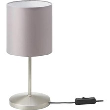 Karokstore Masa Lambası Ingared "" Masa Lambası 35 cm Yükseklik – Galvanize Çelik Kumaş Başlık – Gestreutes, Dekoratif Işık – Gümüş-Gri