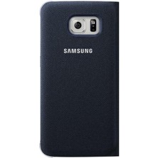 Karokstore Kumaş Folyo Cüzdan Koruyucu Kılıf Cover Kredi Kartı Bölmeli Galaxy S6 Için, Siyah