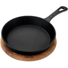 Karokstore Ahşap Saplı Dökme Demir Kızartma Tavası, Yuvarlak, Indüksiyon Dahil Tüm Ocaklar Için Uygundur