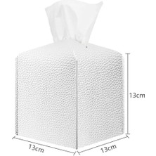 Karokstore Taraklar, Kare Dekoratif Pu Deri Mendil Kutusu Kapağı, Modern Mendil Kutusu ve Yüz Kağıdı Organizatörü, Banyo, Tuvalet Tezgahı, Komodin, Masa ve Araç Kullanımı Için (Beyaz)