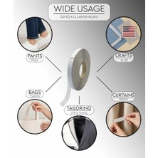 Karokstore Modern Teknik Tekstil Perde Telası 1.5 cm x 50 M - Çift Taraflı Yapışkan Tela - Amerikan Tela - Dikiş Nakış Telası (Beyaz)