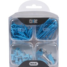 Karokstore Cubbie Gökkuşağı 4'lü Kutu Ataş Raptiye Seti, Mavi