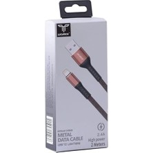 Karokstore Lightning Hızlı Şarj Kablosu – Kahverengi, Örgülü, Kırılmaz, 2m USB Girişli