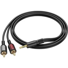 Karokstore Kablo Aux Audio 3.5mm To Çift Rca Aux Standart Ses Kablosu 3.5mm Kulakık Çıkışlı Tablet Bilgisayar Telefon ve Mp3 Çalar Ile Amfi Bağlantı Kablosu 150CM BL11