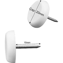 Karokstore Çivili Masa Koltuk Mobilya Ünite Zemin Koruyucu Plastik Papuç 25 Adet Çap 20 mm
