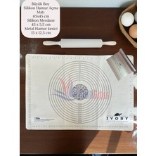 Feyza Design Büyük Boy Silikon Hamur Açma Matı ve Metal Hamur Kesme Aleti