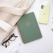 Karokstore A5 Spiralli Sert Kapak Noktalı Tarihsiz Not Defteri Yeşil