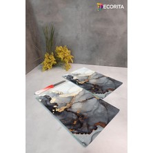 Feyza Design Şeffaf Cam Kesme Tahtası Çiftli Set, Pratik ve Şık Mutfak Gereci