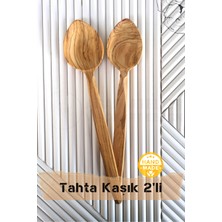 Feyza Design El Yapımı Zeytin Ağacı Tahta Kaşık Seti, Büyük Boy, 2’li