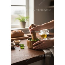 Feyza Design Kavisli Akasya Havan Seti, Doğal ve Şık Tasarım, Modern Dekorasyon Için