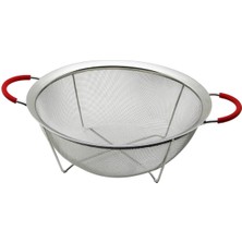 Feyza Design 28 cm Metal Süzgeç Tel Sepet, Silikon Kulplu, Paslanmaz Çelik, Çok Amaçlı