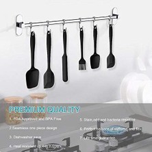 Karokstore Silikon Mutfak Yardımcısı, 6 Adet Silikon Spatula, Çorba Kaşığı, Fırın Fırçası, Spatula, Isıya Dayanıklı ve Yapışmaz, Paslanmaz Çelik ve Dikişsiz Tek Parça Tasarım (Siyah)