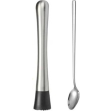 Feyza Design Siyah Mojito Tokmağı ve Kokteyl Kaşık Seti 2'li, Bar Keyfi Için Mükemmel