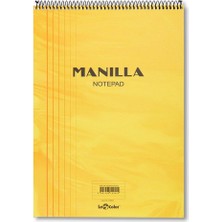 Karokstore Lé 41300/1 Manila Notepad Yumuşak Kapak, 1.hamur Kağıt Spiralli, Sarı