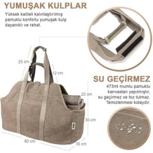 Karokstore Ağır Hizmet Çantası, Waxed Kanvas, Şömine Odun Çantası, Şömine Odunluk Kamp Için Yakacak Kütük Taşıma Depolama Çantası, Şömine Odun Sobası Aksesuarları - Büyük Boy - Haki