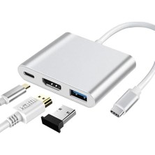 Karokstore CF01 Uyumlu 4K Full Hd 1080P Type C To 3 Portlu HDMI - USB 3.0 - Pd Çevirici Hub Adaptör