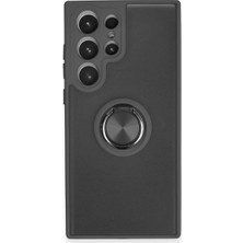 Samsung Galaxy S23 Ultra Kılıf Montreal Yüzüklü Silikon Kapak - Siyah