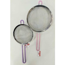 Feyza Design Paslanmaz Çelik Telli ve Silikon Saplı Ikili Süzgeç Seti (18CM ve 23CM)