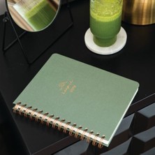 Karokstore A5 Spiralli Sert Kapak Düz Çizgisiz Tarihsiz Not Defteri Yeşil