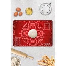 Feyza Design Kırmızı Doku Cam Hamur Açma Matı, 40X60 Cm, Pratik ve Şık Tasarım
