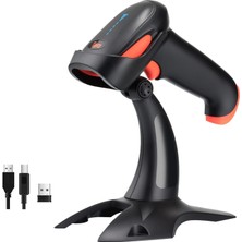Karokstore Tera HW0002 Kablosuz Barkod Okuyucu, 1d/2d/qr Kod Tarayıcı, Bluetooth/2.4g/usb 3’ü 1 Arada, Titreşim Uyarılı & Şarj Göstergeli, Stand Dahil