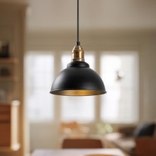 Karokstore Siyah Tekli Sarkıt Aydınlatma Metal Sıvama, Ev, Ofis, Cafe, Restoran Avizeleri, E27 Duy (Siyah)