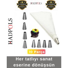 Feyza Design Paslanmaz Çelik Uçlu Pasta ve Kek Süsleme Seti, 10 Parça
