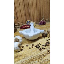 Feyza Design Doğal Taş Mermer Kulaklık Havan Seti 10CM Beyaz, Şık ve Zarif Tasarım