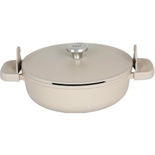 Karokstore Leo Phantom Kapaklı Yapışmaz Sote Tavası 28 cm Latte