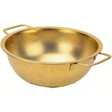 Feyza Design Gold Makarna Süzgeci 28 Cm, Dayanıklı ve Pratik Mutfak Gereci