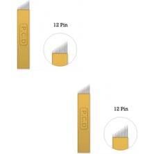 Özgürce 12 Pin Altın Sarı Pcd Microblading Iğnesi 2'li Set