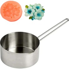Feyza Design Çiçek Temalı Mum Yapım Seti, 1000 ml Eritme Kabı ve Silikon Kalıp