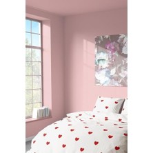 Karokstore Tekstil Pamuklu Çift Kişilik Nevresim Seti | Nevresim ve Yastık Kılıfı | Çarşafsız Kalp Desenli Renkli