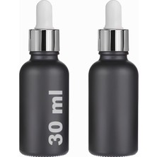 Özgürce 30 ml Siyah Cam Damla Şişe, Renkli Metal Kapaklı, 2'li Set