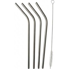 Feyza Design Şık Paslanmaz Çelik Pipet Seti 5 Parça, Dayanıklı ve Sağlıklı Kullanım