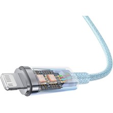 Karokstore Explorer Serisi Hızlı Şarj Kablosu Akıllı Sıcaklık Kontrolü Type-C To Ip 20W, 1m, Mavi