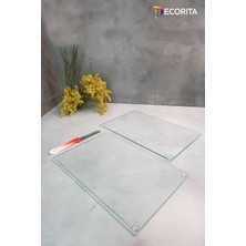 Feyza Design Şeffaf Cam Kesme Tahtası Takımı, 20X30CM, 2'li Set