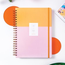 Karokstore 20X28 Spiralli Sert Kapak Lastikli Çizgili Not Defteri Pembe