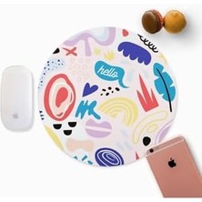 Karokstore Minimal Renkli Tasarımlı Yuvarlak Mousepad - Mouse Pad - Fare Altlığı