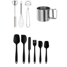 Feyza Design Pratik 10'lu Mutfak Gereçleri Seti, Çırpıcı ve Un Eleği Dahil