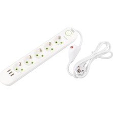 Karokstore Akım Korumalı, 5'li Çoklu, 3 Usb, 1.5 mt Kablo, Anahtarlı Grup Priz, Usbli, Dayanıklı, 3000 Watt Gücünde