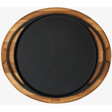 Döküm Çap 28 Pizza Tavası Ahşap Altlı - Lv As 121