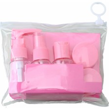 7 Parça Seyahat Seti, Mor, Sprey ve Şişeler, Krem Kapları, Mini Huni, Şeffaf Taşıma Çantalı, Uçak Ba