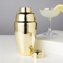 Feyza Design Altın Renkli Metal Kokteyl Shaker 350 ml Süzgeçli Profesyonel Bar Aleti